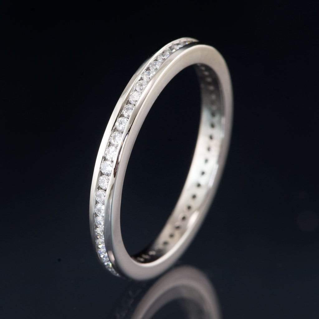Channel Set Diamond or Moissanite Narrow Eternity Stacking Wedding Ring 1mm/0.005ct (>0.25CTW) G-H SI1 Lab-Grown Diamonds / Platinum Ring by Nodeform