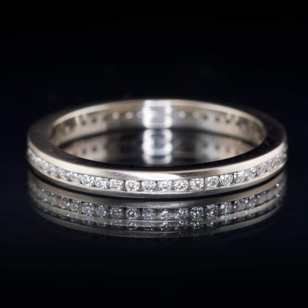 Channel Set Diamond or Moissanite Narrow Eternity Stacking Wedding Ring Ring by Nodeform