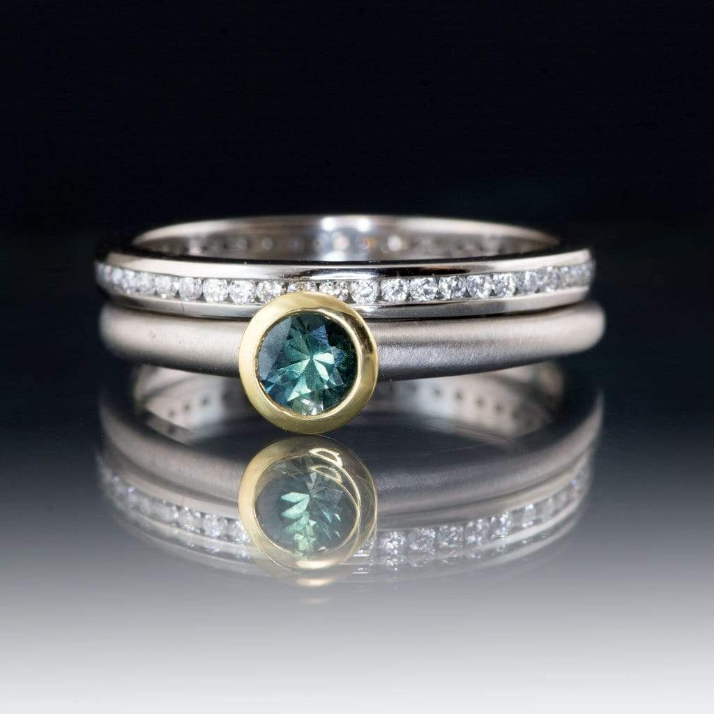 Channel Set Diamond or Moissanite Narrow Eternity Stacking Wedding Ring Ring by Nodeform