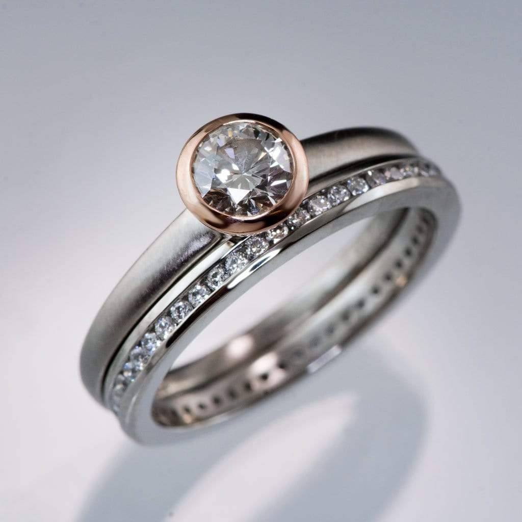 Channel Set Diamond or Moissanite Narrow Eternity Stacking Wedding Ring Ring by Nodeform