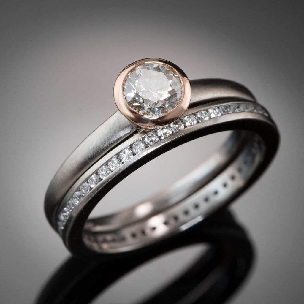Channel Set Diamond or Moissanite Narrow Eternity Stacking Wedding Ring Ring by Nodeform