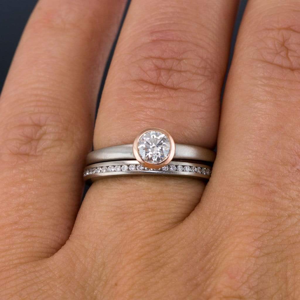 Channel Set Diamond or Moissanite Narrow Eternity Stacking Wedding Ring Ring by Nodeform