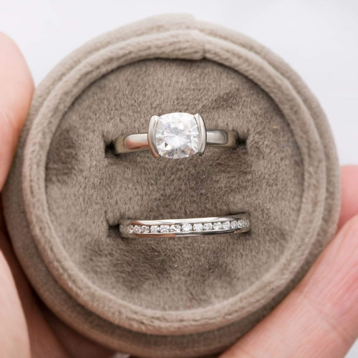 Moissanite Channel Set Anniversary Wedding Band Ring by Nodeform