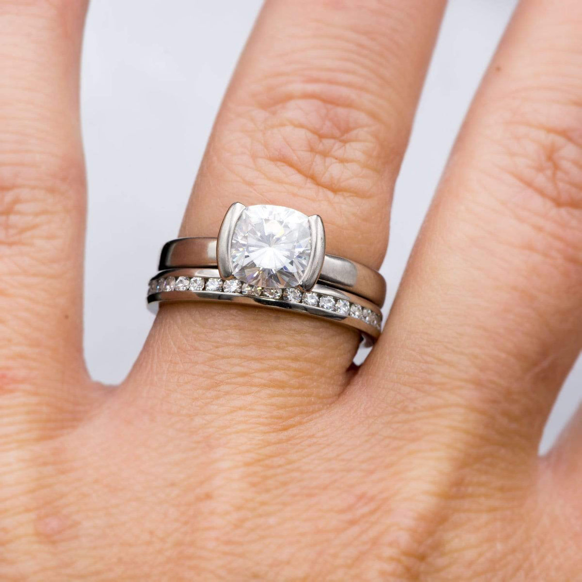Moissanite Channel Set Anniversary Wedding Band Ring by Nodeform