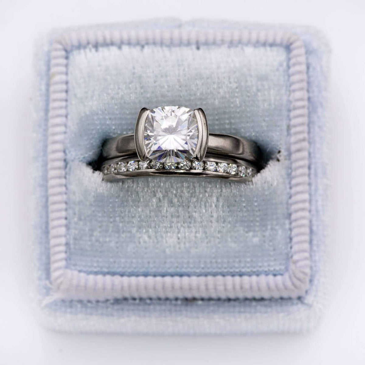 Moissanite, diamond or sapphire Channel Set Eternity Anniversary Wedding Band Ring by Nodeform