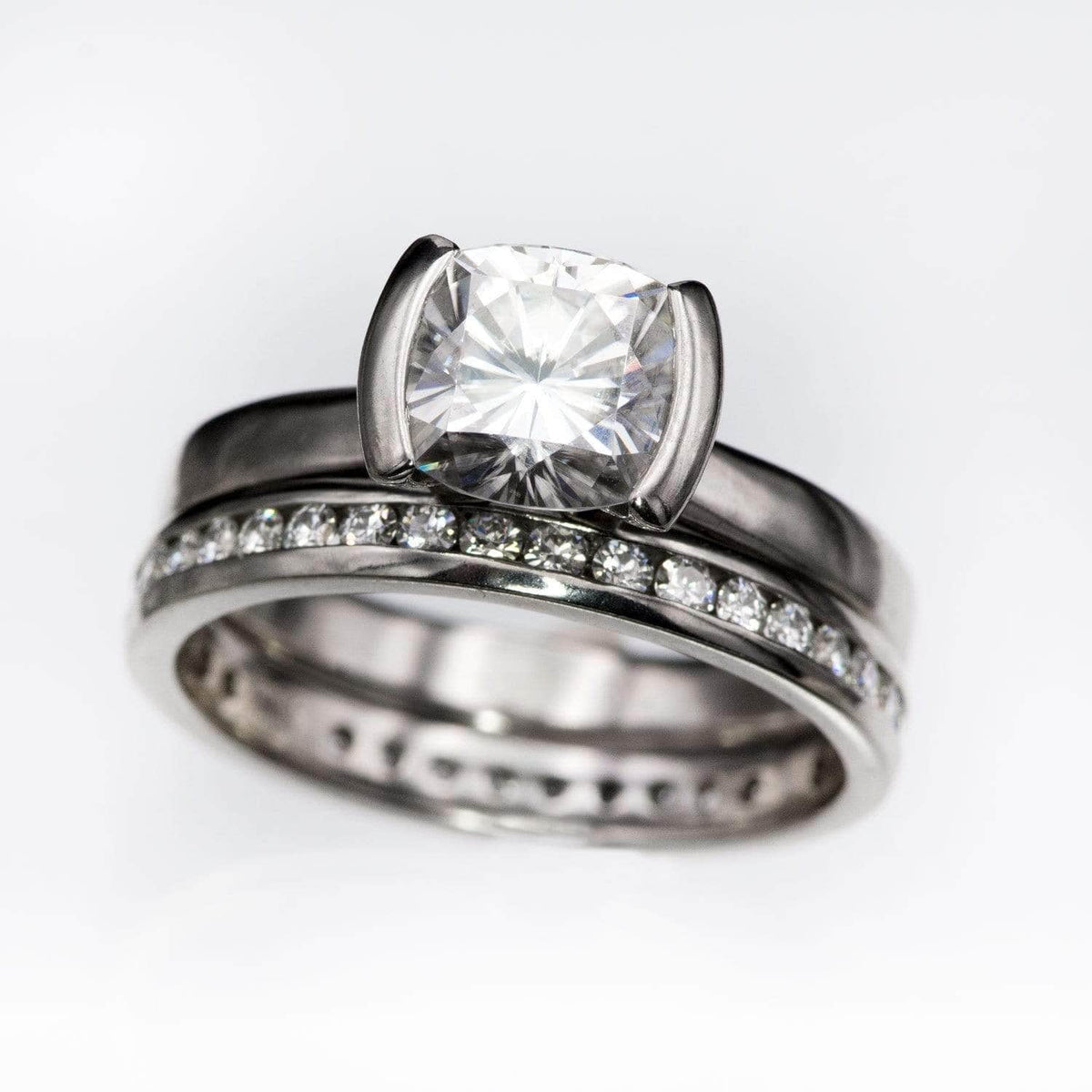 Moissanite Channel Set Anniversary Wedding Band Ring by Nodeform