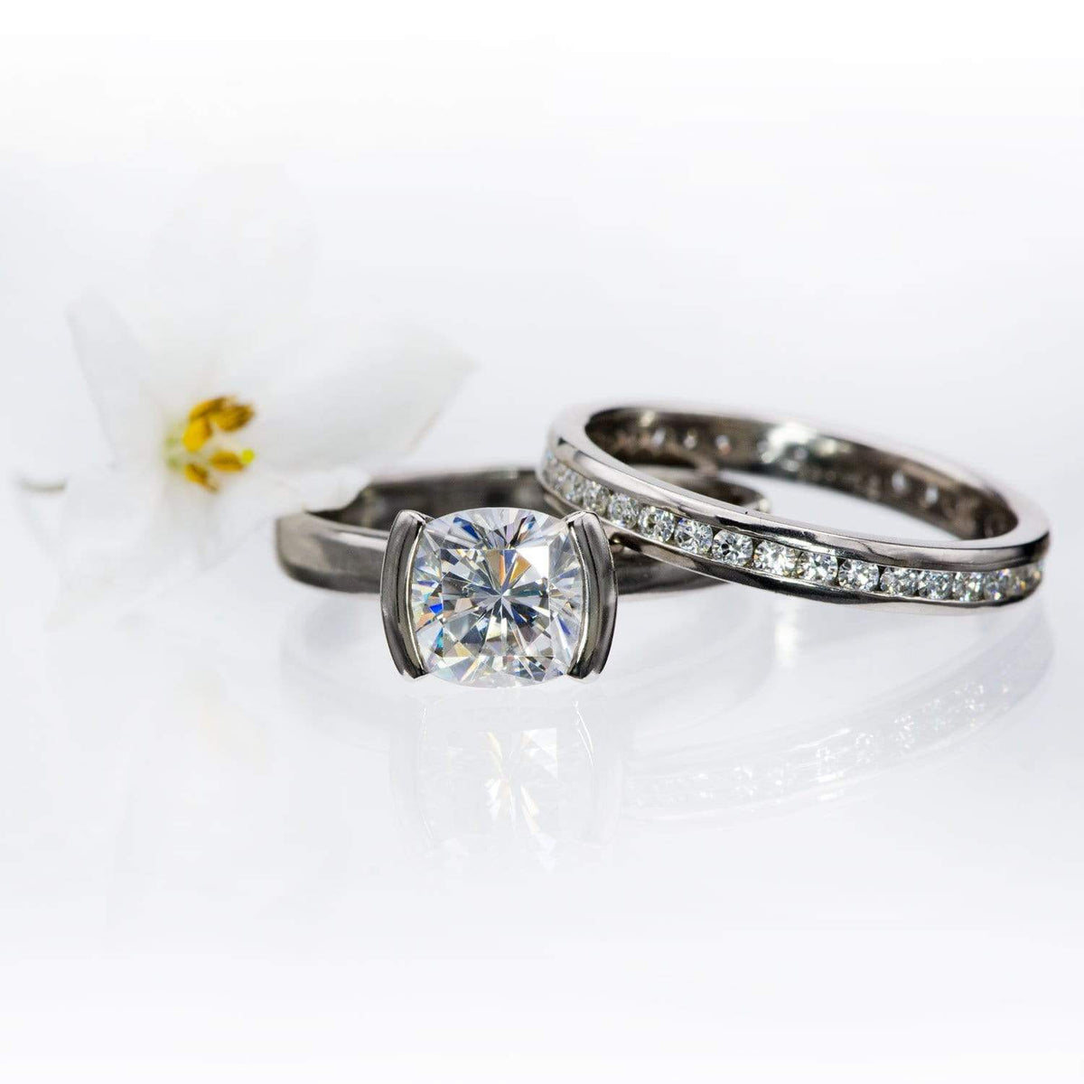 Moissanite Channel Set Anniversary Wedding Band Ring by Nodeform