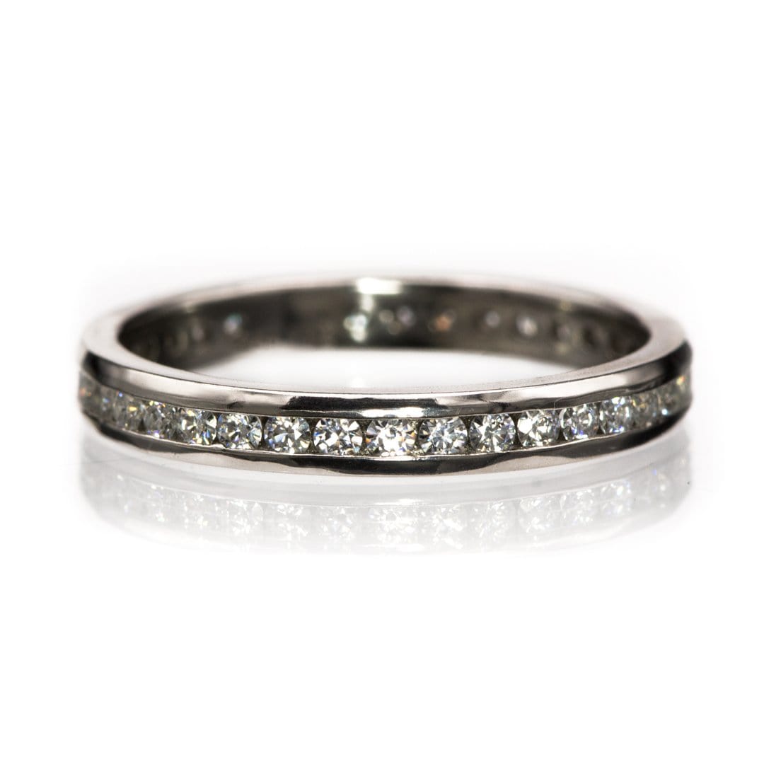Moissanite, diamond or sapphire Channel Set Eternity Anniversary Wedding Band Moissanite / 14k White Gold (contains Nickel) Ring by Nodeform