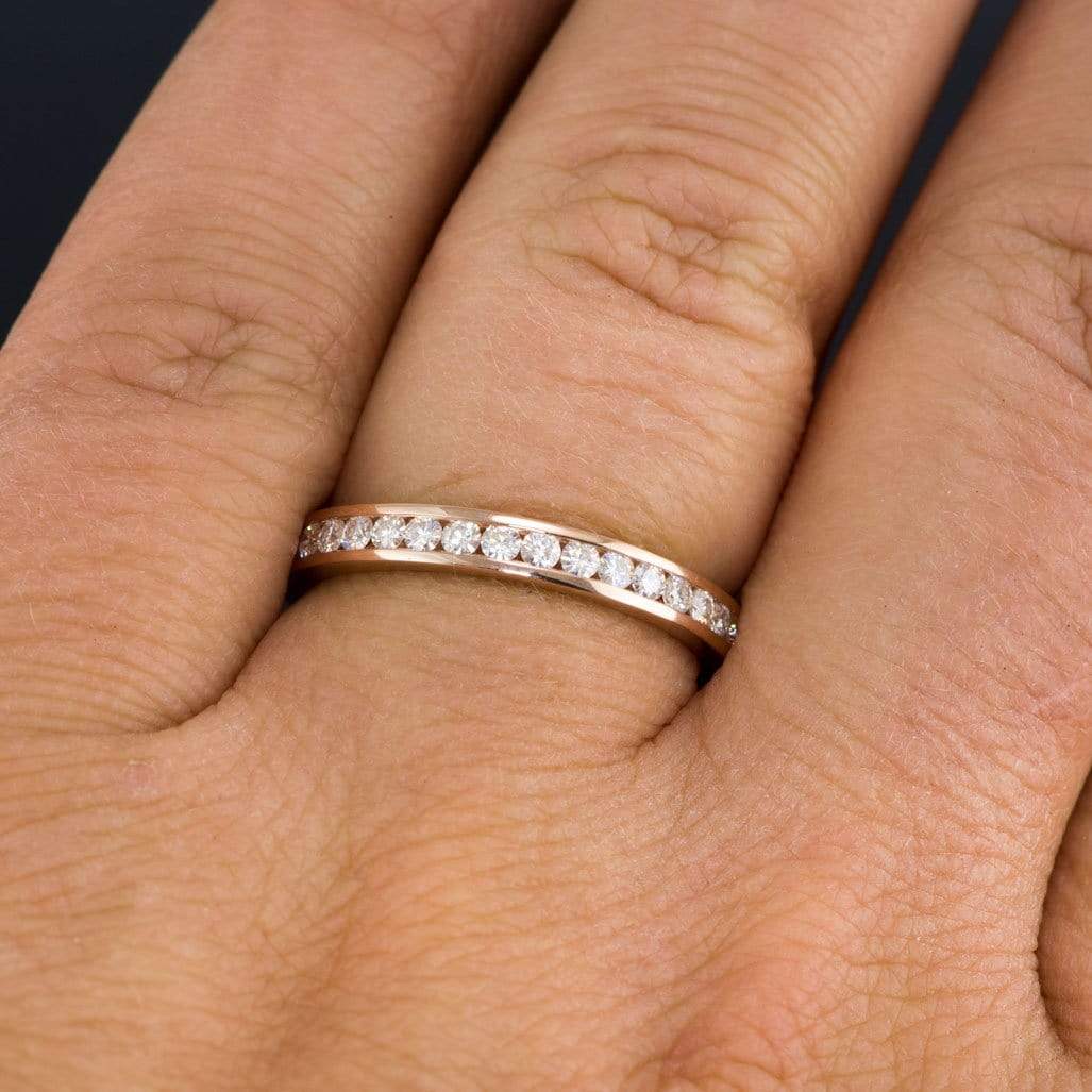 Moissanite, diamond or sapphire Channel Set Eternity Anniversary Wedding Band Ring by Nodeform