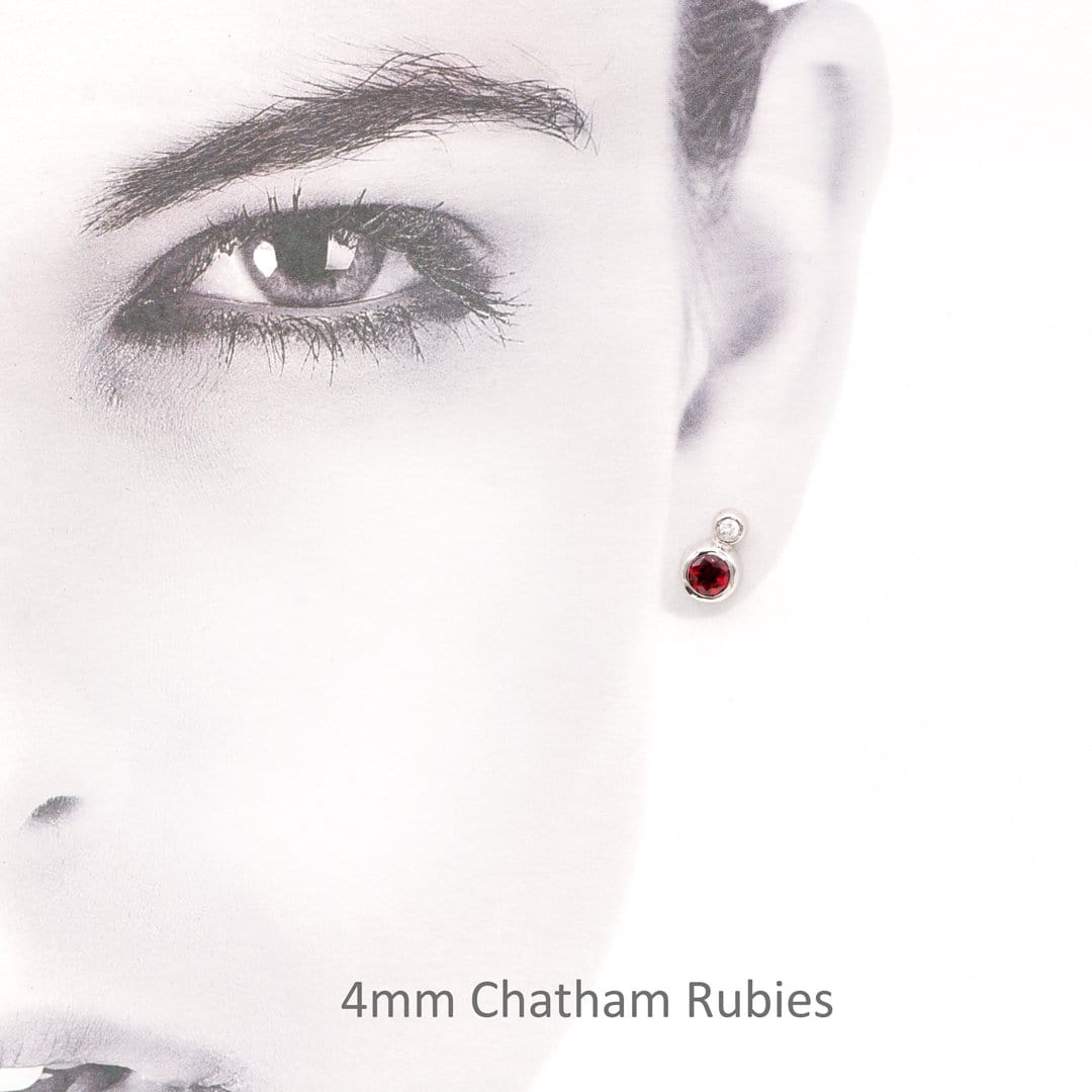 Ruby and Diamond Cluster Bezel Set Stud Earrings Earrings by Nodeform
