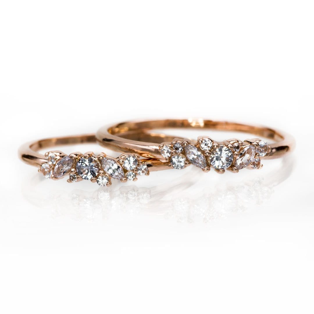 Colette Ring - Cluster Marquise & Round Shape Diamonds, Moissanites, Rubies or Sapphires Stacking Ring Ring by Nodeform