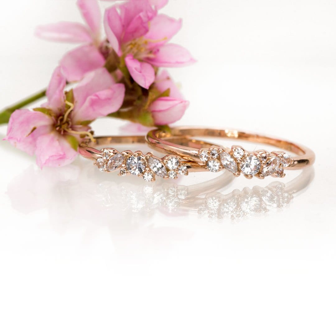 Colette Ring - Cluster Marquise & Round Shape Diamonds, Moissanites, Rubies or Sapphires Stacking Ring Ring by Nodeform