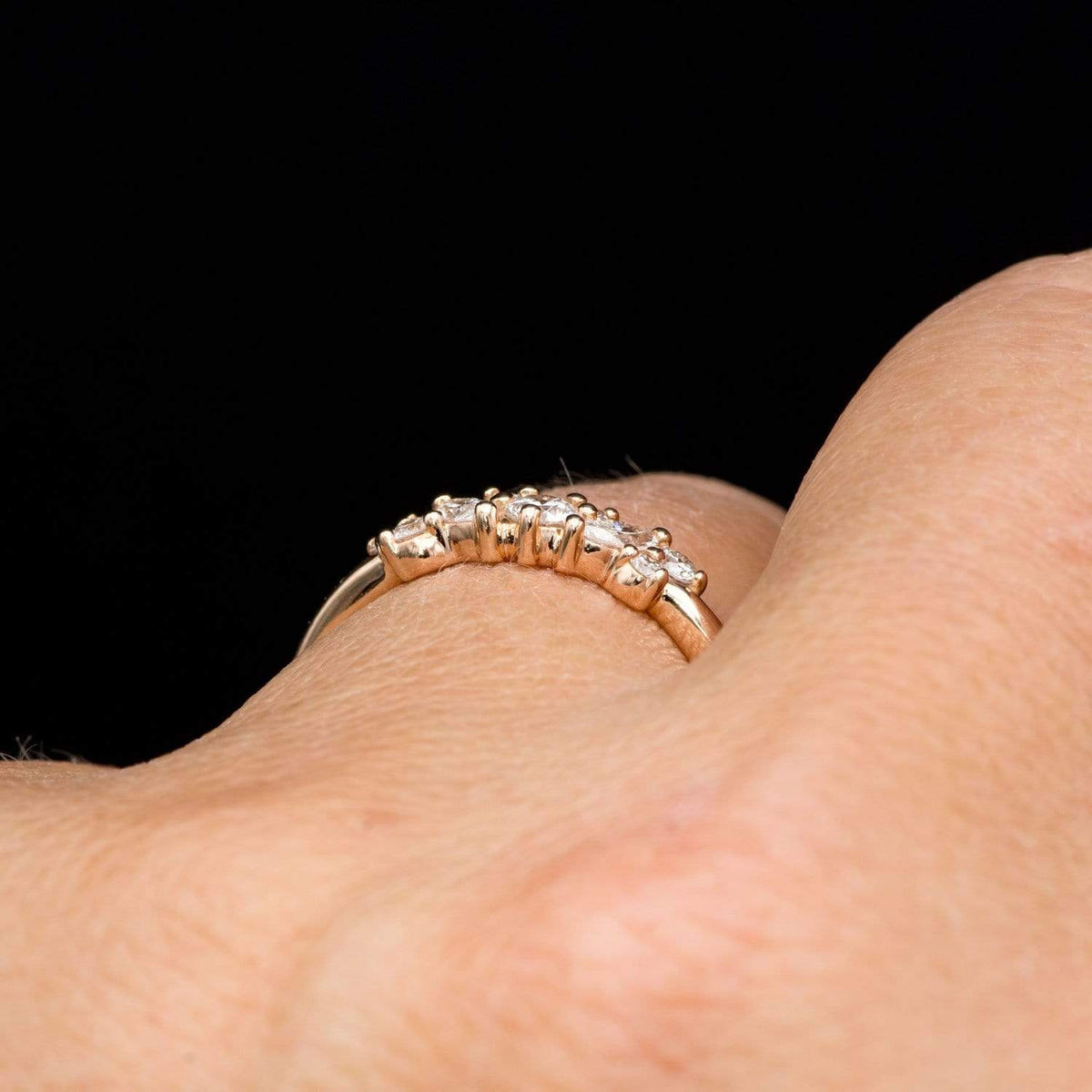 Colette Ring - Cluster Marquise & Round Shape Diamonds, Moissanites, Rubies or Sapphires Stacking Ring Ring by Nodeform