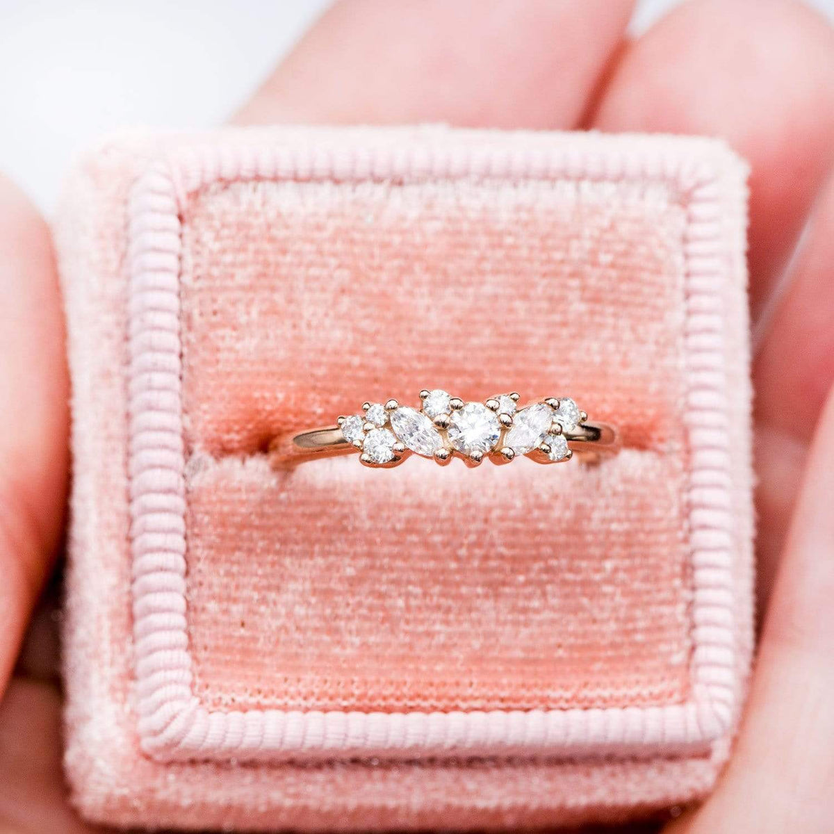 Colette Ring - Cluster Marquise & Round Shape Diamonds, Moissanites, Rubies or Sapphires Stacking Ring Ring by Nodeform