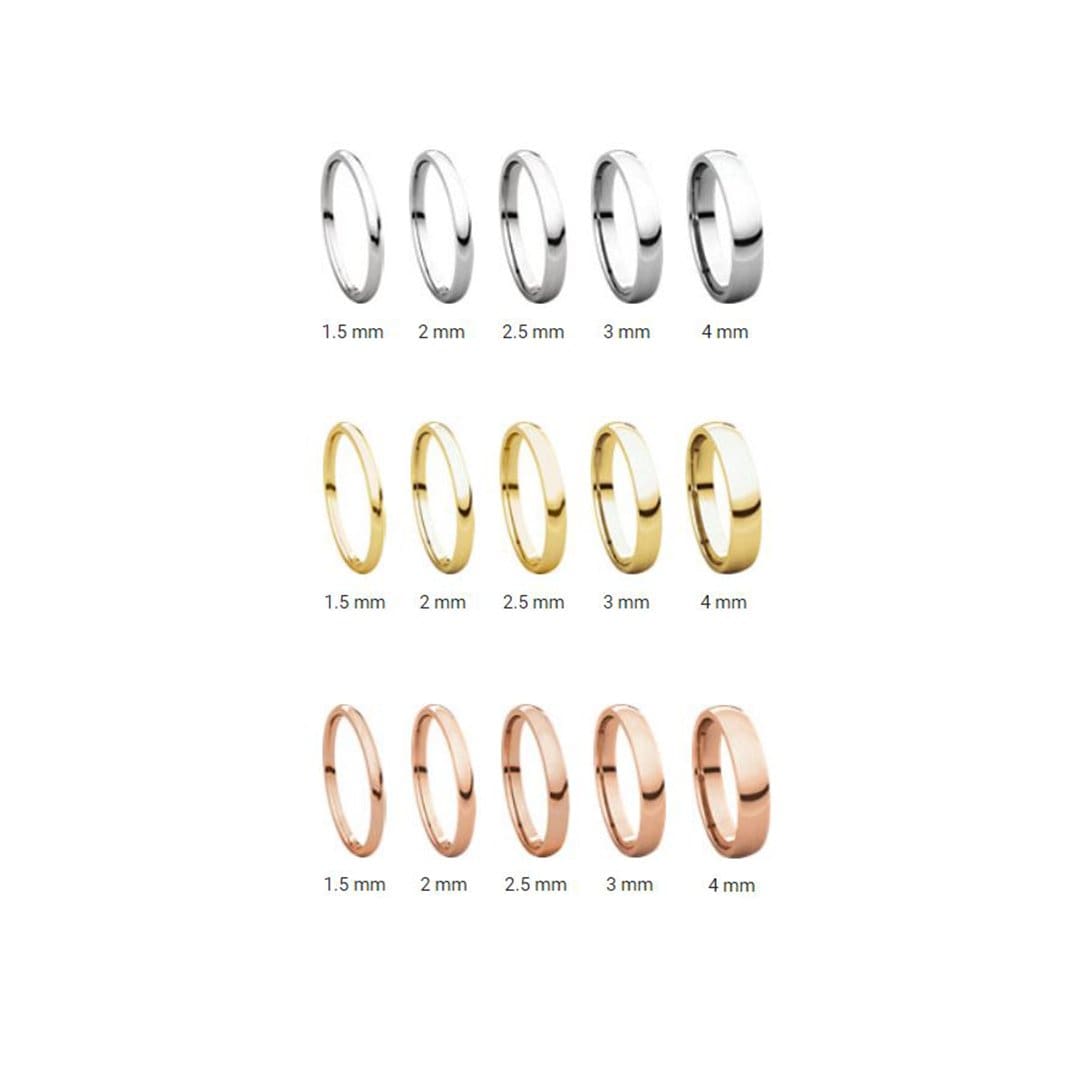 Women's Comfort Fit Narrow Domed Wedding Band Ring by Nodeform