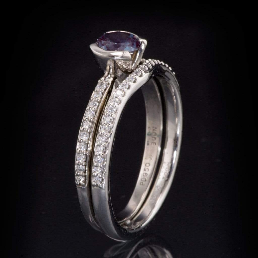 Half Eternity Diamond Micro Pave Contoured Wedding Ring Band Ring by Nodeform