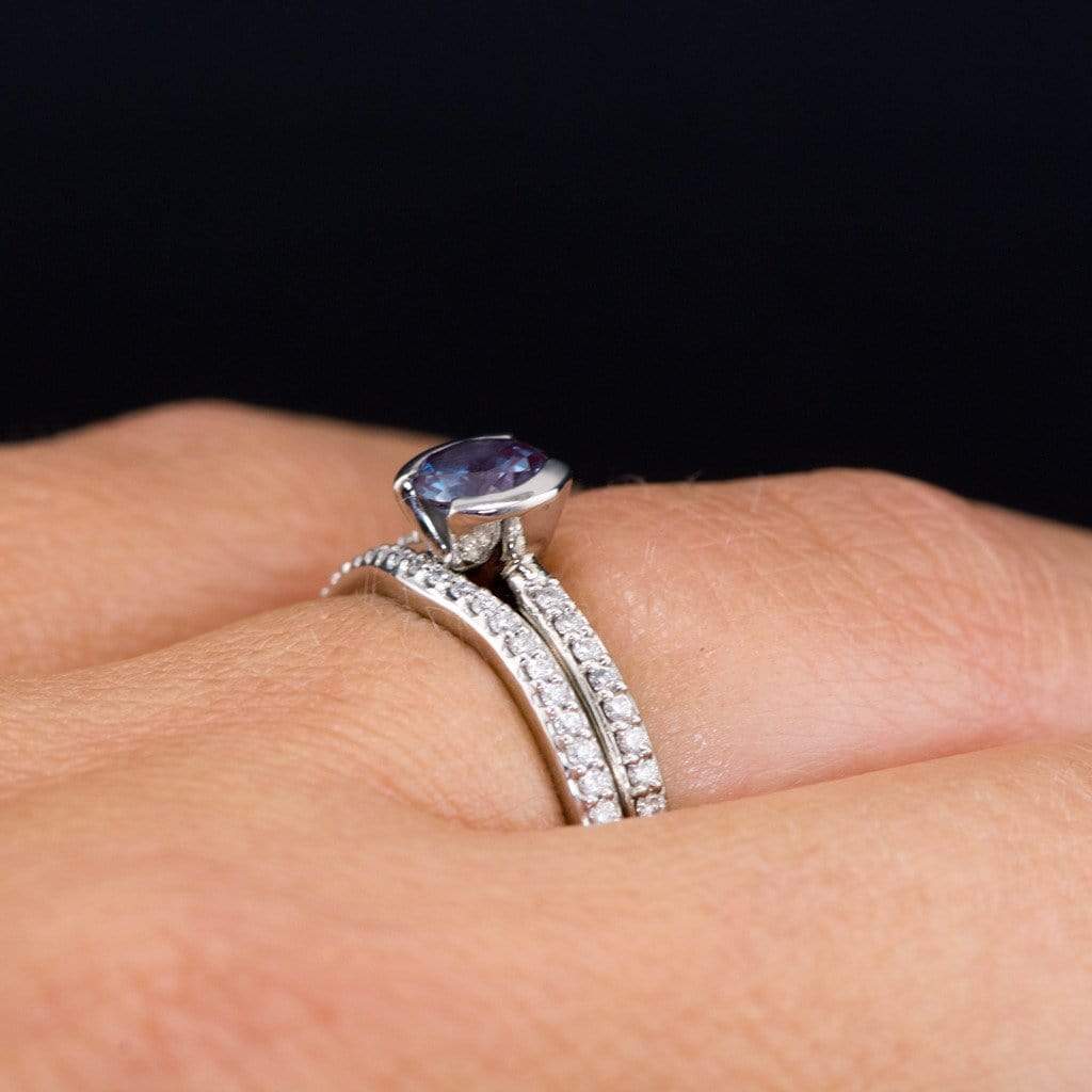 Half Eternity Diamond Micro Pave Contoured Wedding Ring Band Ring by Nodeform