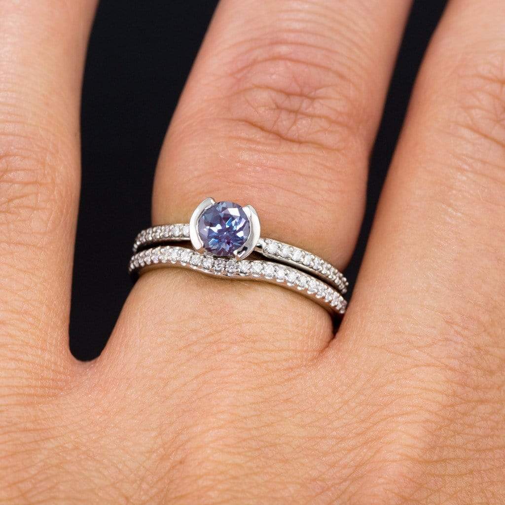 Half Eternity Diamond Micro Pave Contoured Wedding Ring Band Ring by Nodeform