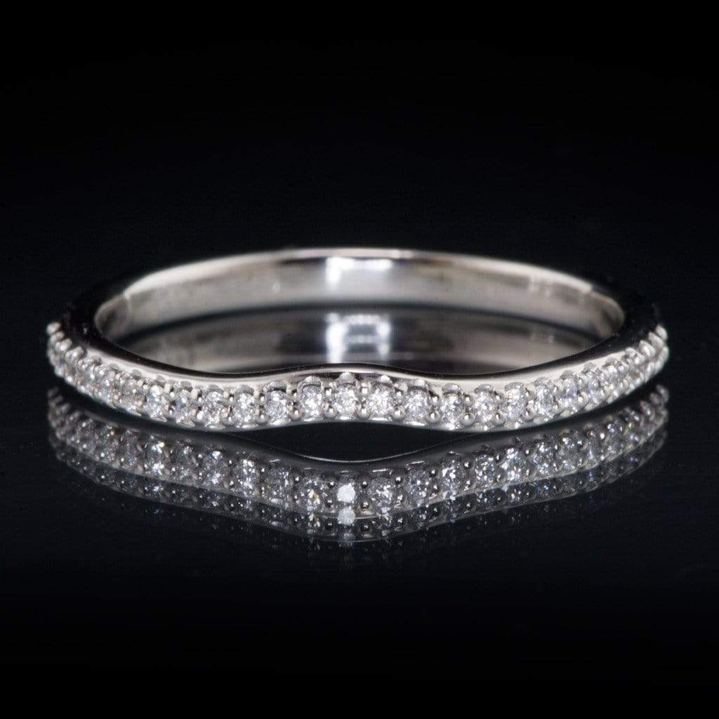 Half Eternity Diamond Micro Pave Contoured Wedding Ring Band Ring by Nodeform