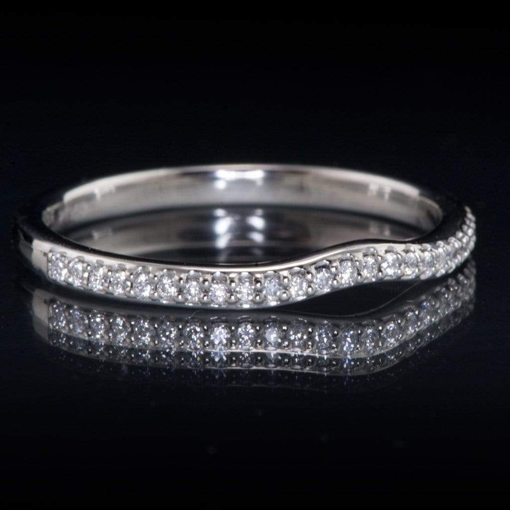 Half Eternity Diamond Micro Pave Contoured Wedding Ring Band Ring by Nodeform