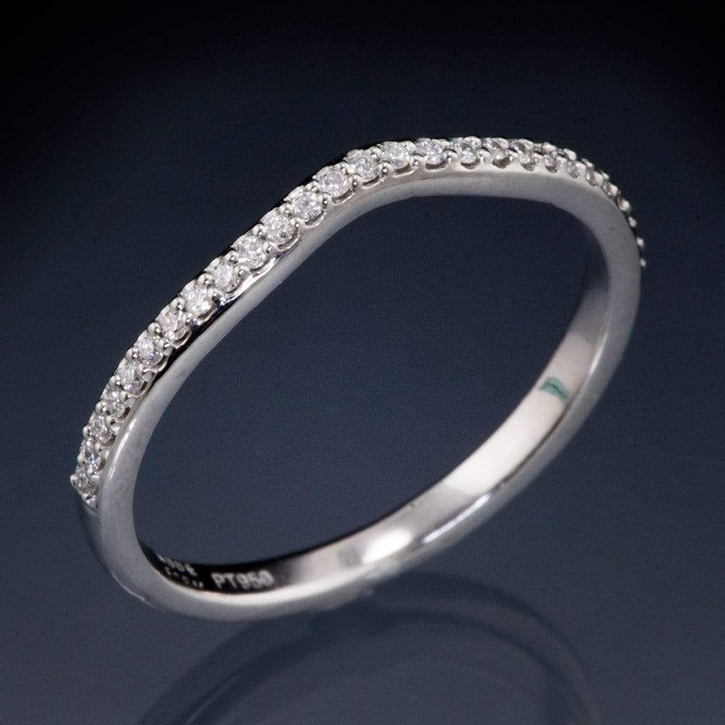 Half Eternity Diamond Micro Pave Contoured Wedding Ring Band Ring by Nodeform