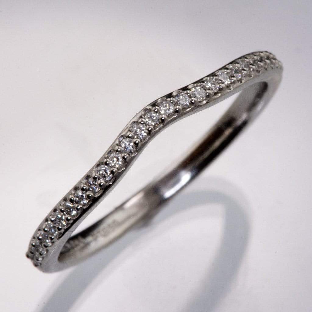 Half Eternity Diamond Micro Pave Contoured Wedding Ring Band Ring by Nodeform