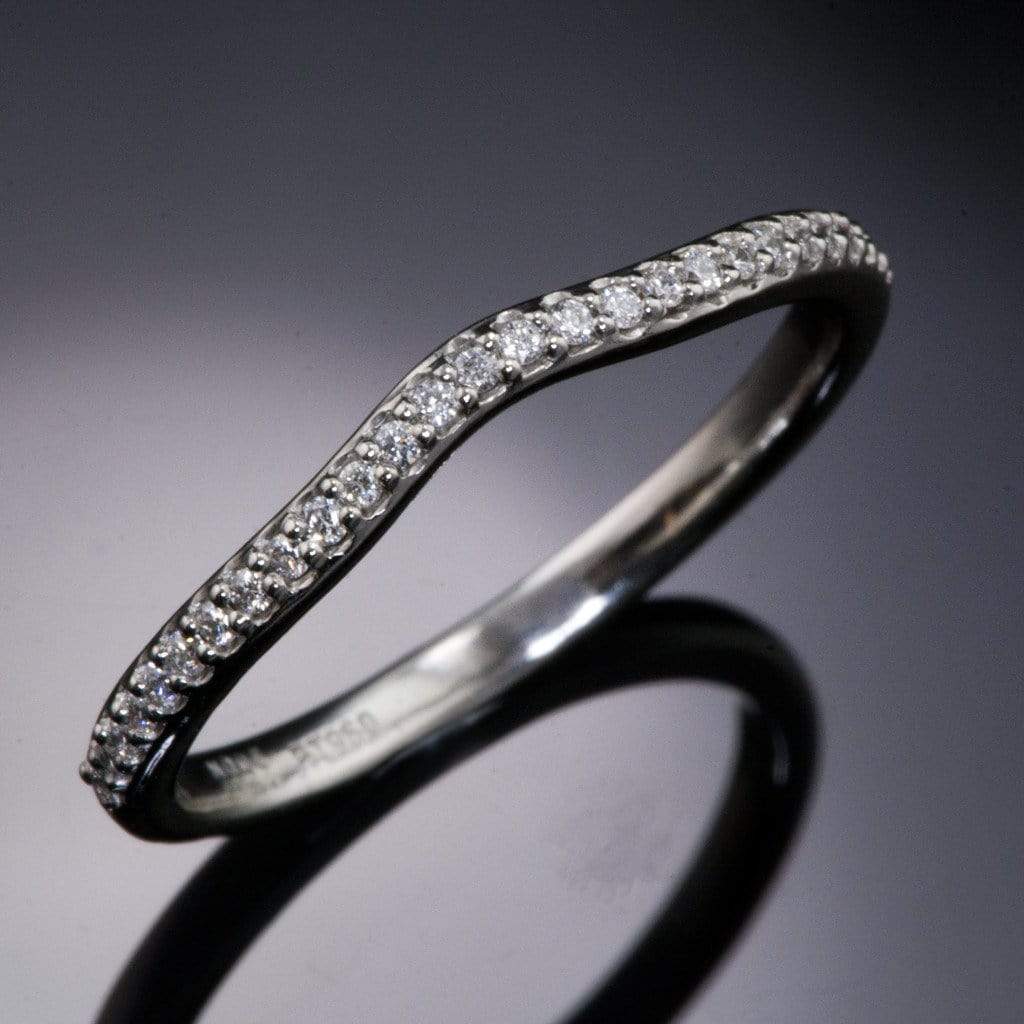 Half Eternity Diamond Micro Pave Contoured Wedding Ring Band Ring by Nodeform