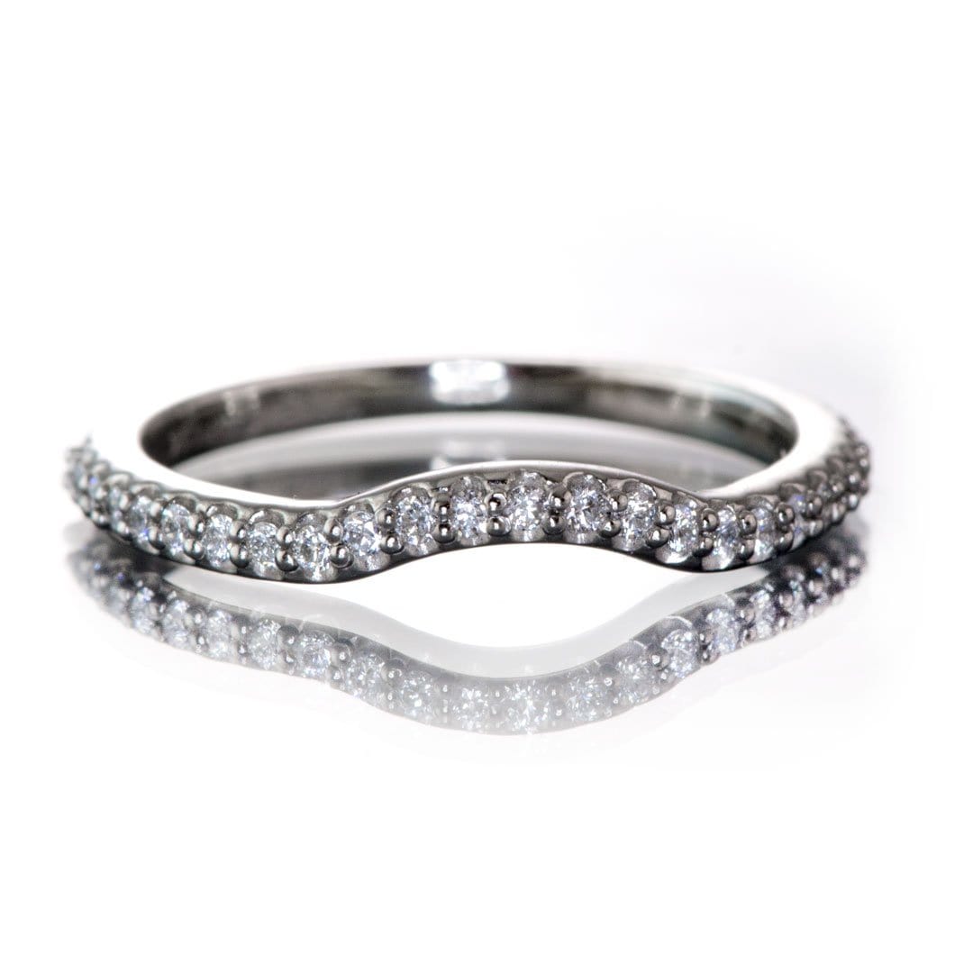 Half Eternity Diamond Micro Pave Contoured Wedding Ring Band Ring by Nodeform