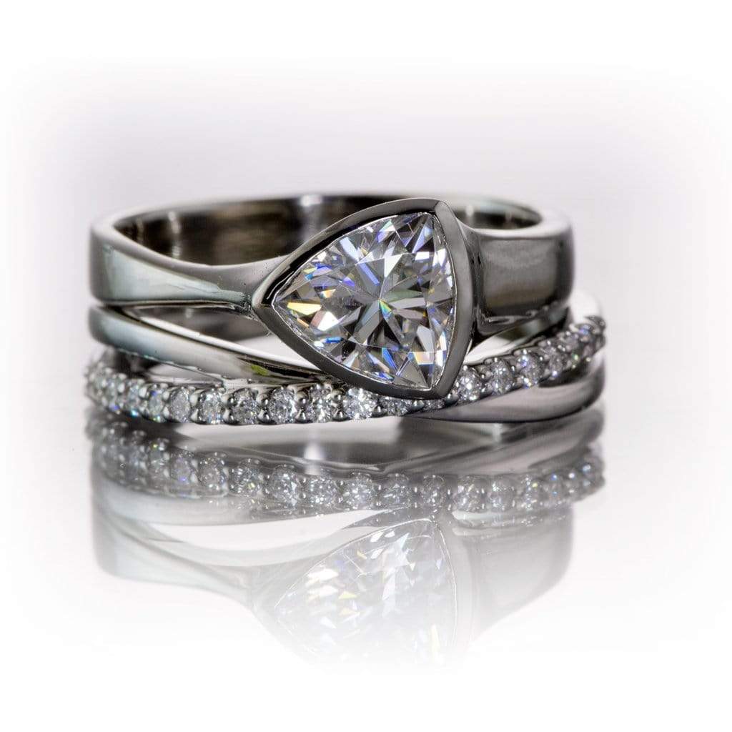 Criss Cross Band - Contoured Wedding Ring with Diamonds, Moissanites, Rubies or Sapphires Ring by Nodeform