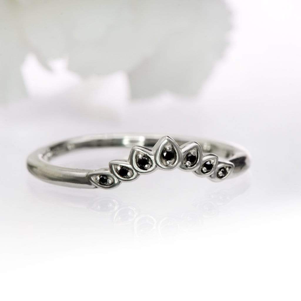 Petal Band - Floral Inspired Contoured White, Black or Teal Diamond, Ruby Stacking Wedding Ring Ring by Nodeform