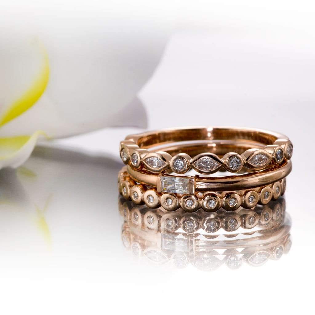 Maggie Band, 1/4CTW Diamond or Sapphire Bezel Set Marquise Stacking Half Eternity Anniversary Ring Ring by Nodeform