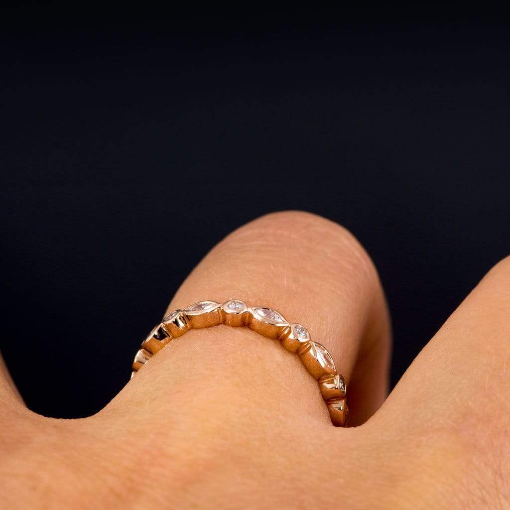 Maggie Band, 1/4CTW Diamond or Sapphire Bezel Set Marquise Stacking Half Eternity Anniversary Ring Ring by Nodeform