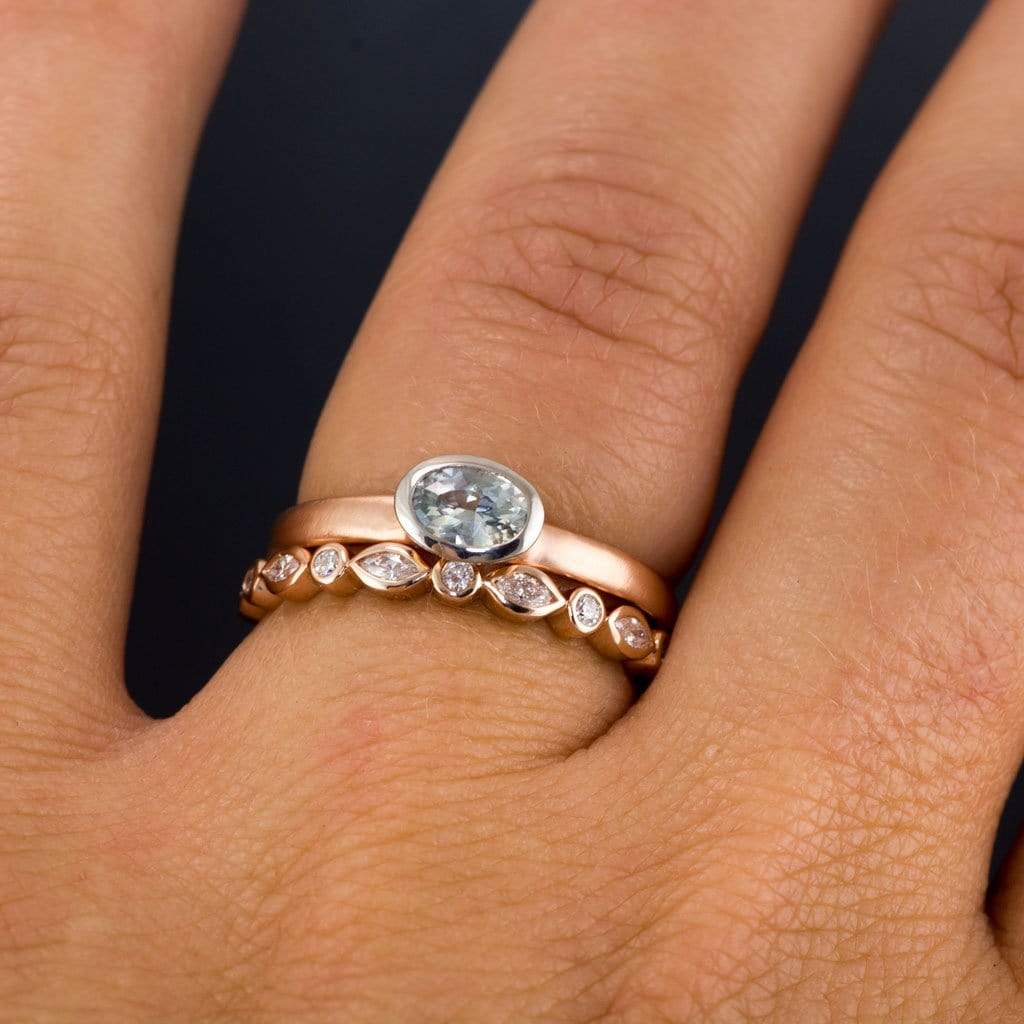 Maggie Band, 1/4CTW Diamond or Sapphire Bezel Set Marquise Stacking Half Eternity Anniversary Ring Ring by Nodeform
