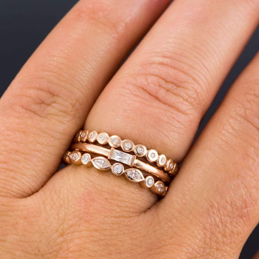 Maggie Band, 1/4CTW Diamond or Sapphire Bezel Set Marquise Stacking Half Eternity Anniversary Ring Ring by Nodeform