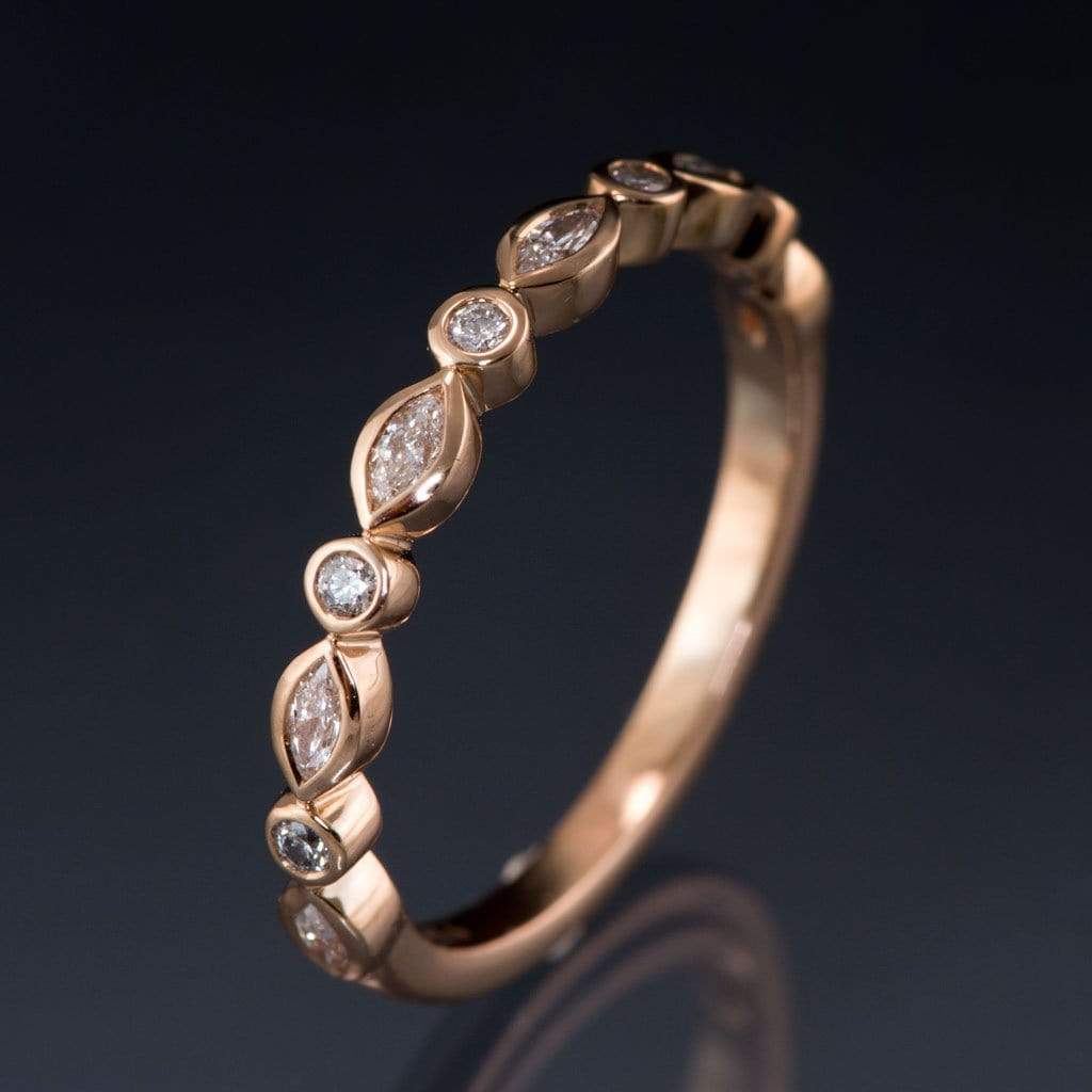Maggie Band, 1/4CTW Diamond or Sapphire Bezel Set Marquise Stacking Half Eternity Anniversary Ring Ring by Nodeform