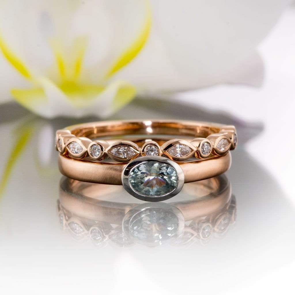Maggie Band, 1/4CTW Diamond or Sapphire Bezel Set Marquise Stacking Half Eternity Anniversary Ring Ring by Nodeform