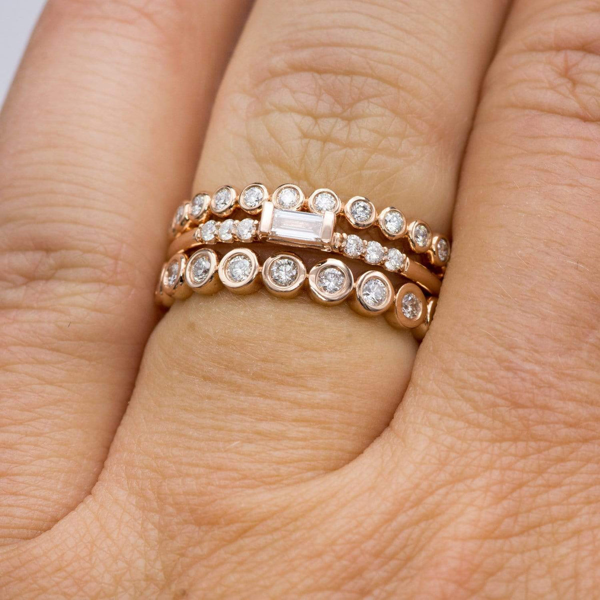 Betty Anniversary Band - Bezel Set Diamond Half Eternity Stacking Wedding Ring Ring by Nodeform