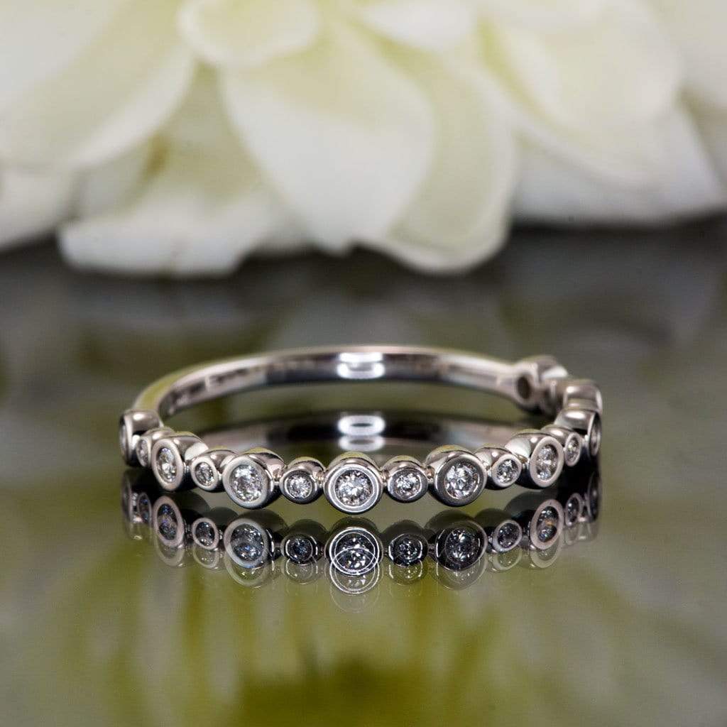 Brigid Anniversary Band Bezel Set Diamond Half Eternity Stacking Wedding Ring Ring by Nodeform
