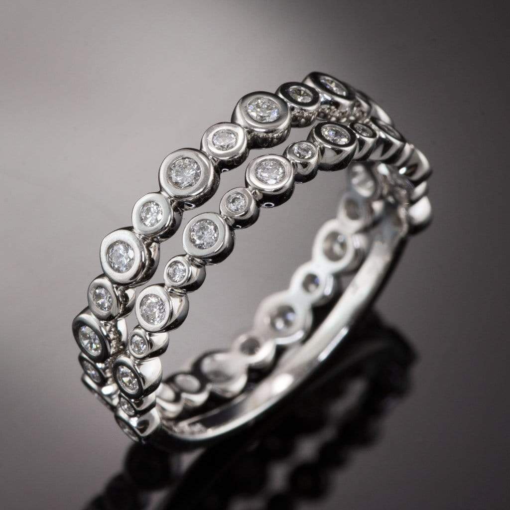Brigid Anniversary Band Bezel Set Diamond Half Eternity Stacking Wedding Ring Ring by Nodeform