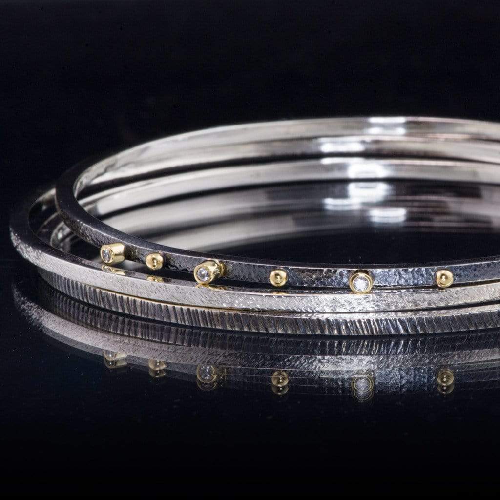 Sterling Silver Textured Bangle Bracelet Set