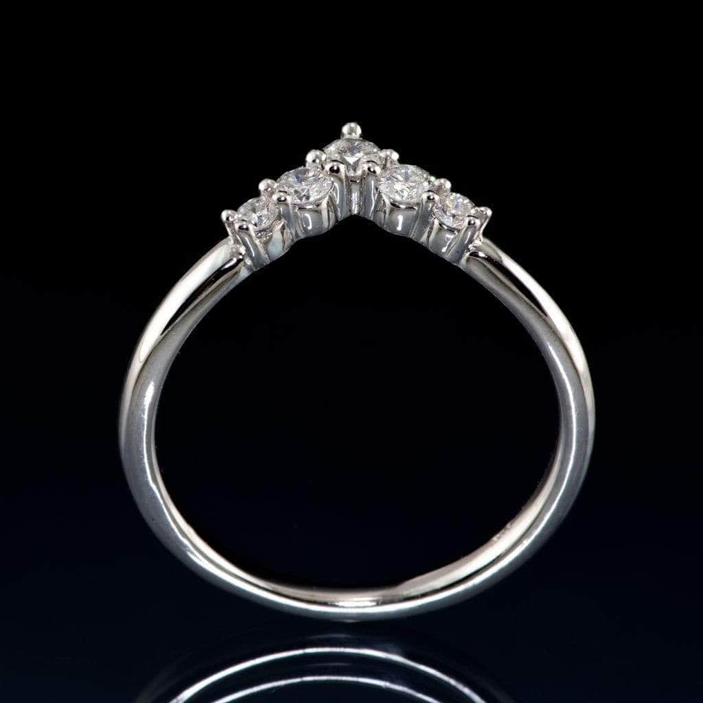 Phoebe Band -Graduated Diamond or Sapphire V-Shape Contoured Stacking Wedding Ring Ring by Nodeform