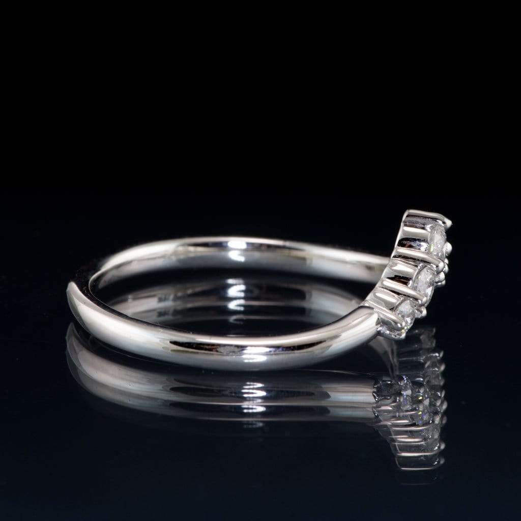 Phoebe Band -Graduated Diamond or Sapphire V-Shape Contoured Stacking Wedding Ring Ring by Nodeform