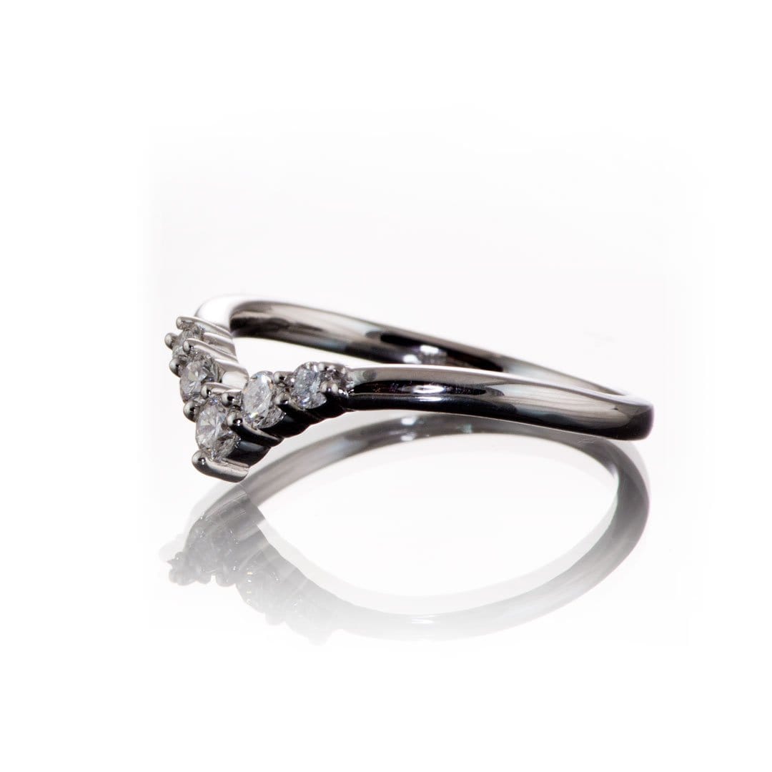 Phoebe Band -Graduated Diamond or Sapphire V-Shape Contoured Stacking Wedding Ring Ring by Nodeform