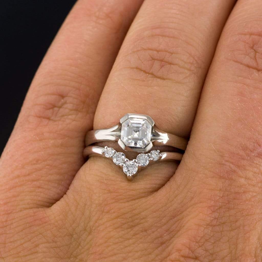 Phoebe Band -Graduated Diamond or Sapphire V-Shape Contoured Stacking Wedding Ring Ring by Nodeform