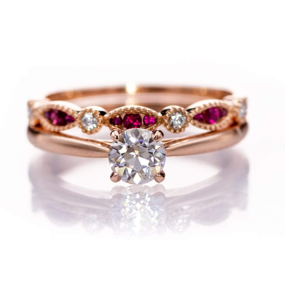 Old European Cut Moissanite 14k Rose Gold Julia Solitaire Engagement Ring, size 4 to 9 OEC Sonia Ring Ring Ready To Ship by Nodeform