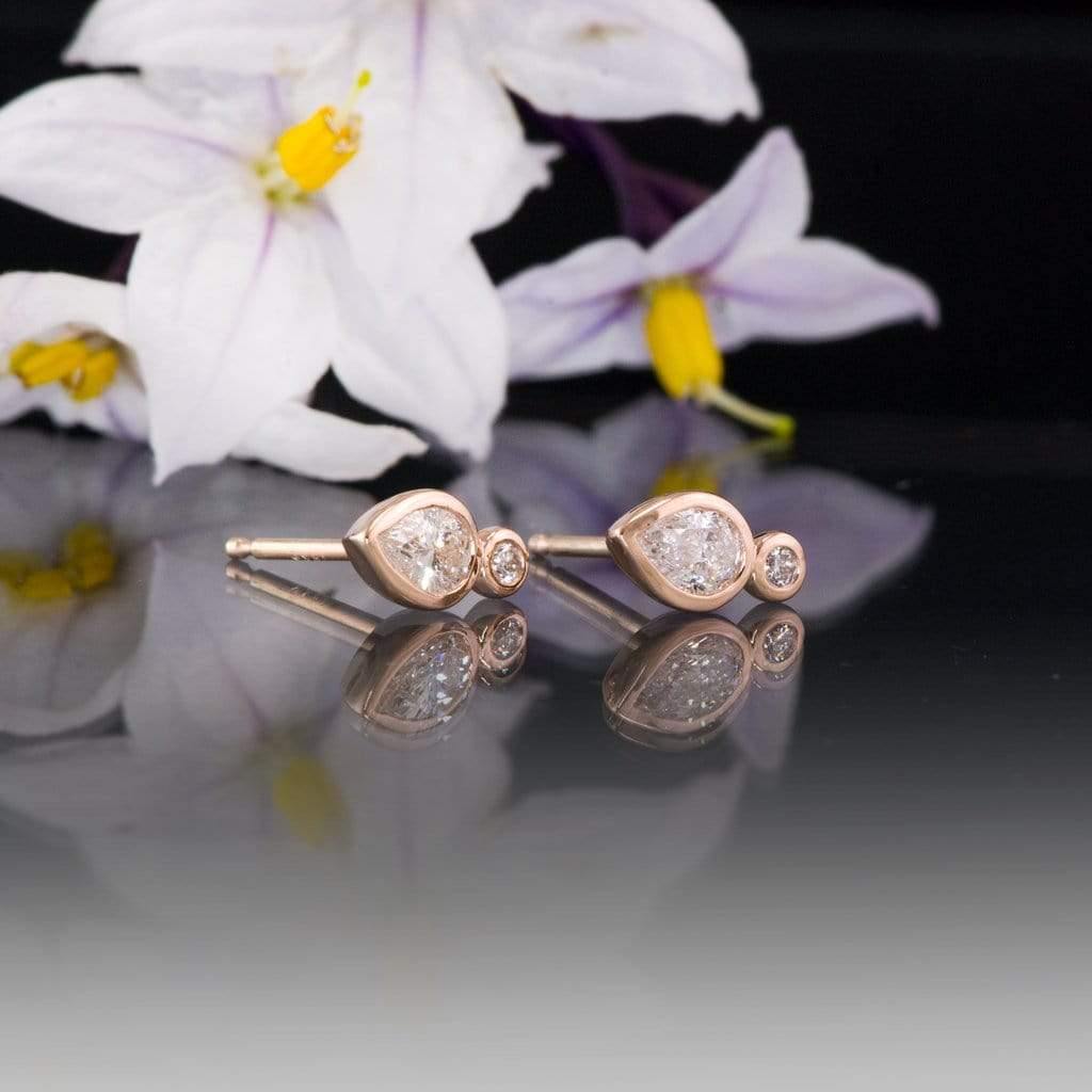 1/3 CTW Pear Diamond Bezel Set Stud Earrings Earrings by Nodeform