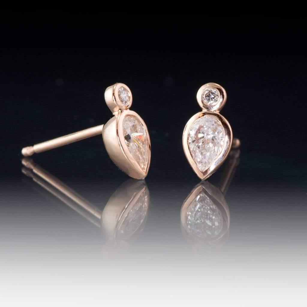 1/3 CTW Pear Diamond Bezel Set Stud Earrings Earrings by Nodeform