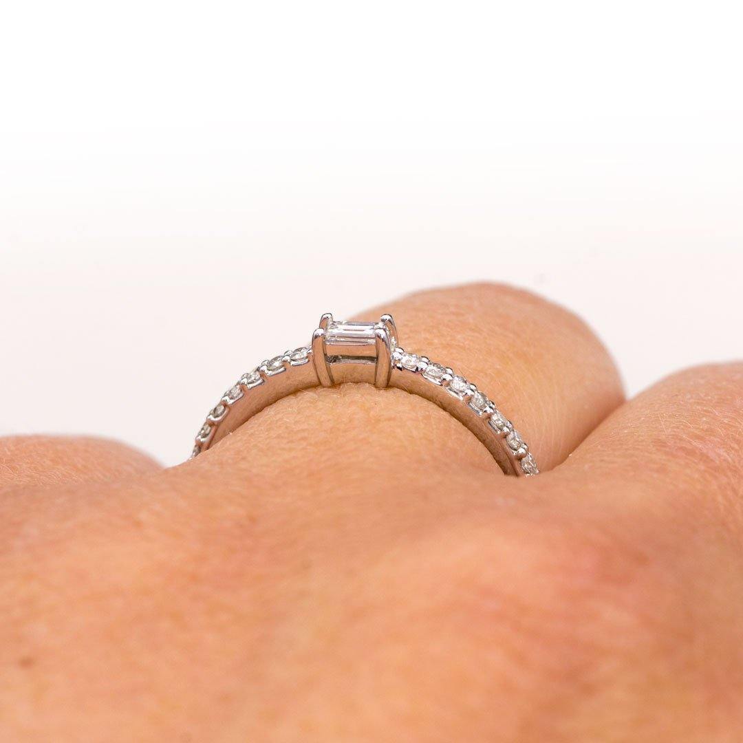 Baguette Lab Diamond or Moissanite Accented Stacking Promise Ring Ring by Nodeform