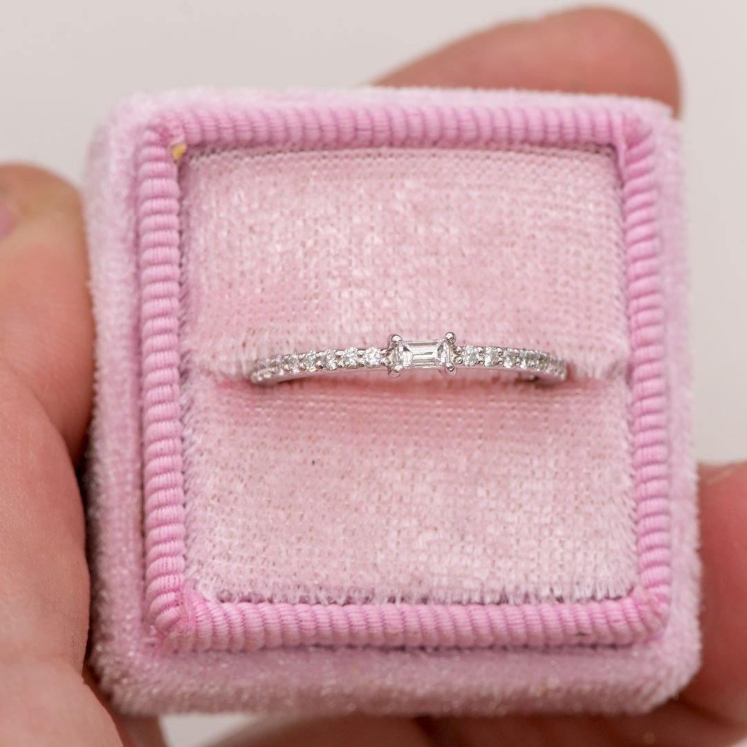 Baguette Lab Diamond or Moissanite Accented Stacking Promise Ring Ring by Nodeform