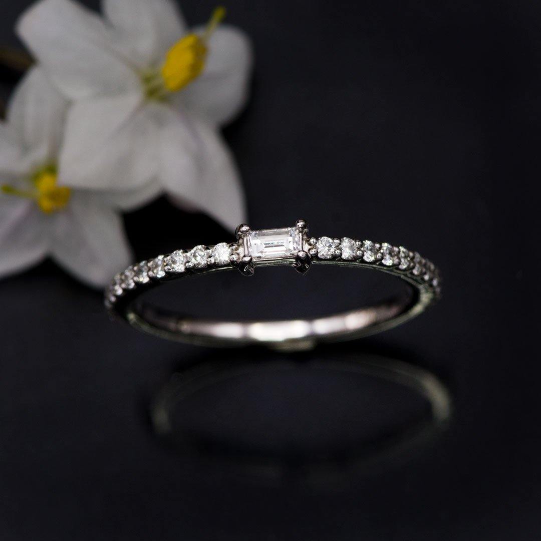 Baguette Lab Diamond or Moissanite Accented Stacking Promise Ring Ring by Nodeform